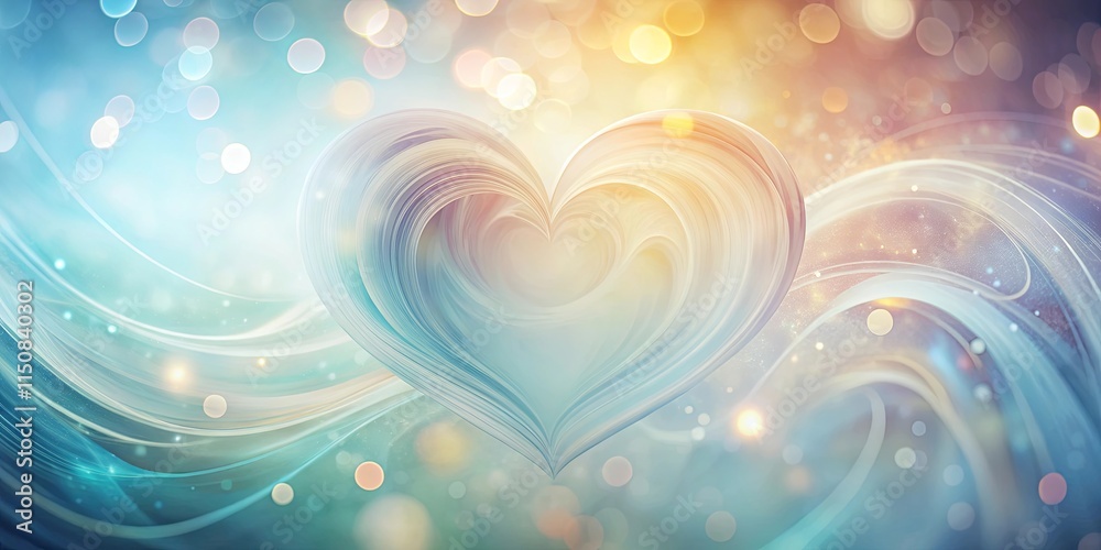Wall mural abstract swirling heart design with a soft pastel color palette and bokeh effect