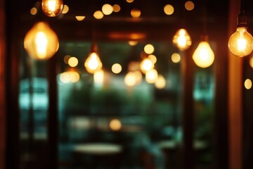 A cozy, warm ambiance featuring glowing light bulbs with a soft bokeh effect in the background, creating a relaxing and intimate atmosphere. Perfect for cozy evenings.