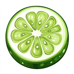 Green lime slice with a bright white inside.