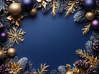 Luxurious Christmas card with royal blue background.