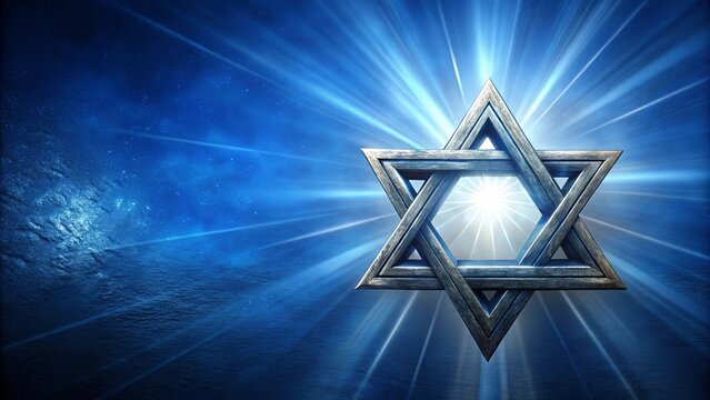 A luminous star of David shines bright against a blue, starry sky, radiating hope and resilience.