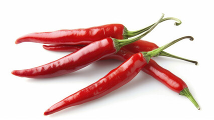 Fresh Red Chili Peppers Isolated on White Background