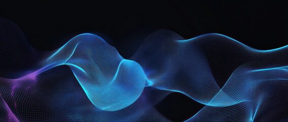 Abstract technology background with blue gradient dots wave vector illustration