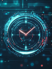 Time in Focus: Digital Clock Against a Futuristic Isolated Background