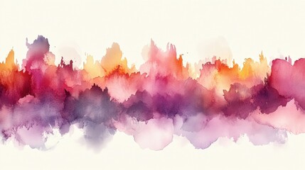 Abstract watercolor landscape in warm colors.