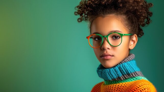 Stylish Young Girl Wearing Trendy Eyeglasses