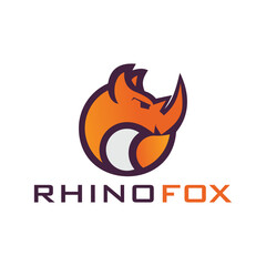 dual meaning rhino and fox is suitable for an esport game mascot