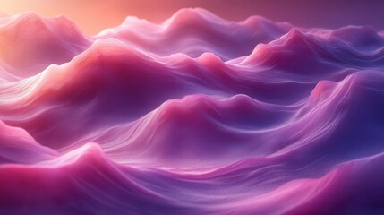 Obraz premium Abstract pink and purple undulating landscape at sunset.