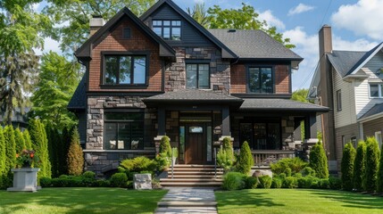 Full set of Canadian House in Greater Montreal area with interior and exterior representing true Canadian life style in lovely homey environment