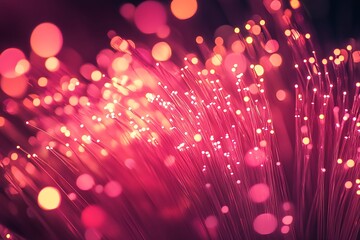 Abstract Fiber Optics Illumination: A Symphony of Pink and Gold