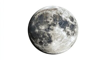 Moon isolated and cut out on a transparent background. 