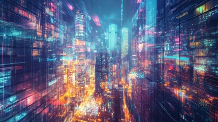 Cyberpunk Metropolis: A Futuristic Cityscape at Night