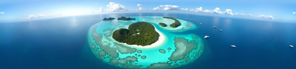 Obraz premium 360 degree photo, Island Archipelago Aerial View, A 360-degree aerial view