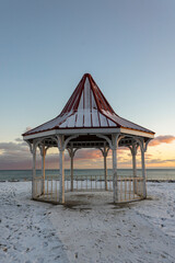 Sunset on the First day of winter by the lake