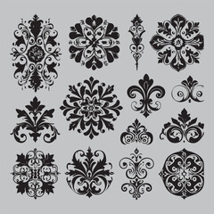 Fototapeta premium Set of decorative dividers elements. Vintage calligraphy collection vector set of vintage ornament frame elements