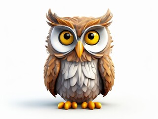 the AI Image Generator, Cartoon Style Owl with Large Expressive Eyes
