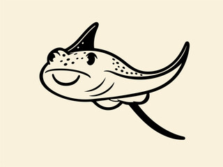 Manta Ray Simple Abstract Black and White