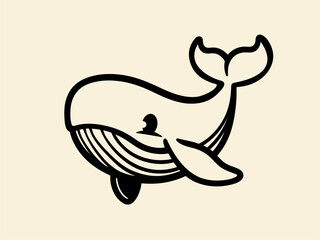 Humpback Whale Simple Abstract Black and White