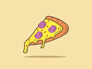 Vector Illustration of Pizza Slice