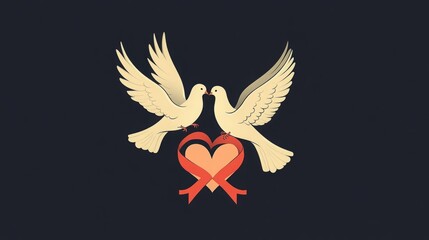 Obraz premium Two doves in love, a symbol of peace and unity.