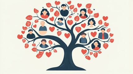 Obraz premium A diverse family tree illustration, symbolizing love and connection.