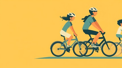 Fototapeta premium Family cycling adventure! A fun, healthy activity for all ages.