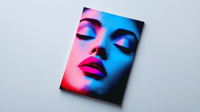 Abstract Portrait of a Female Face with Neon Color Effects