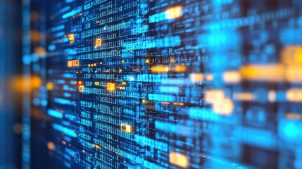 Abstract Digital Data Flow in Vibrant Blue with Glowing Elements