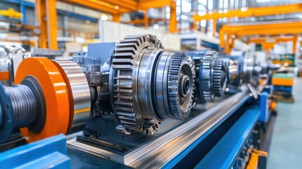 Obraz premium Industrial Machinery in Modern Manufacturing Facility with Gears