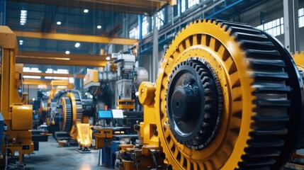 Fototapeta premium Industrial Machinery with Large Gears and Modern Equipment