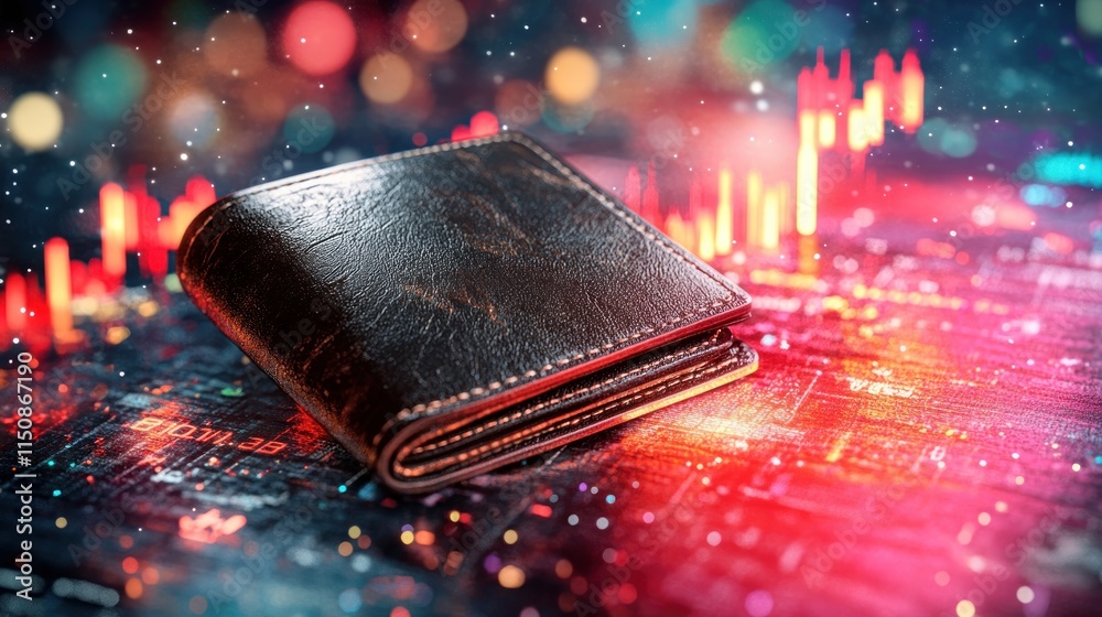Aufkleber Blur Background of Wallet on Stock Market Data