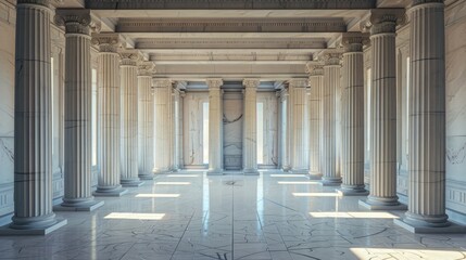 Ancient greek architecture with pillars and a classical interior