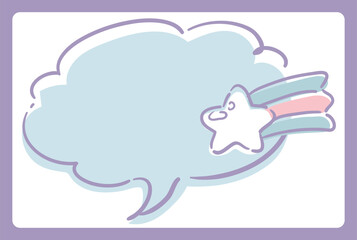 ゆめかわ、ガーリーなパステルトーンの吹き出し・フレーム素材。ベクターイラスト素材。