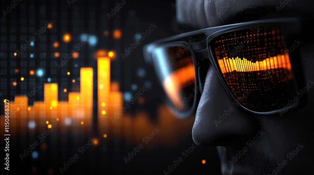 Poster data visualization in ar glasses blur background