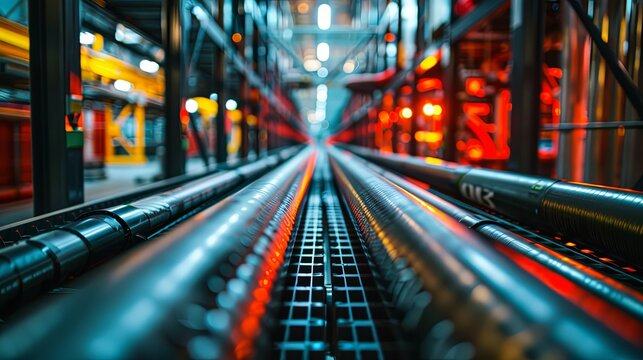 Industrial Pipes and Metal Framework in a Manufacturing Plant