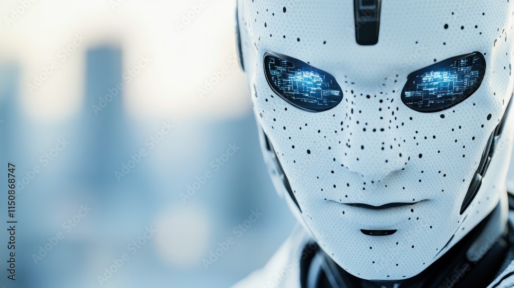 Poster ai robot face close up