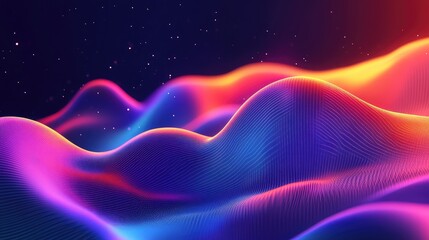 Obraz premium Colorful Digital Waves in Gradient Hues of Blue and Purple
