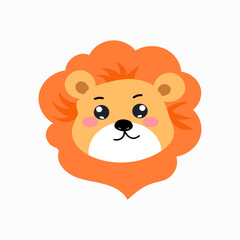 Fototapeta premium head lion cartoon illustration character. animal forest cartoon
