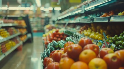 Vibrant Produce Aisle in a Grocery Store