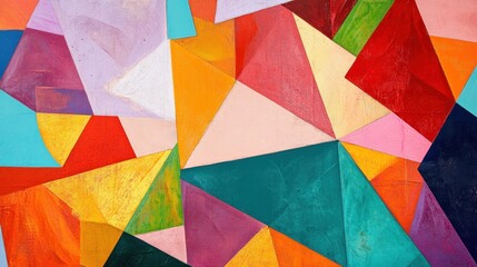Vibrant Abstract Geometric Painting: A Symphony of Colors and Shapes