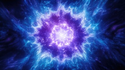 Vibrant Cosmic Explosion with Abstract Blue and Purple Energy Swirls