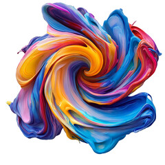 Fototapeta premium Swirling vortex of colorful paint strokes, abstract art, transparent background