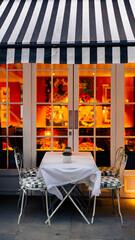 table and chairs in a restaurant