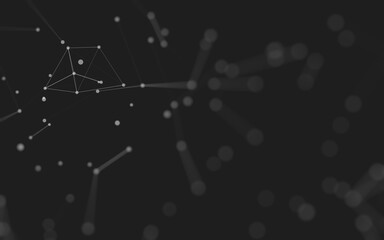 Abstract background. Molecules technology with polygonal shapes, connecting dots and lines. Connection structure. Big data visualization.