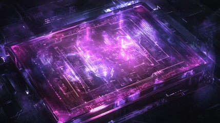 Glowing Purple Circuit Board Abstract Technology Background