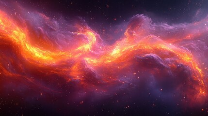 Obraz premium Fiery nebula swirls in space, cosmic dust and gas.