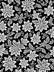 Fototapeta premium Black floral lace pattern on white background.. NEW IMAGE 