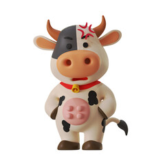 Mascot Cute Cow Angry mad furious