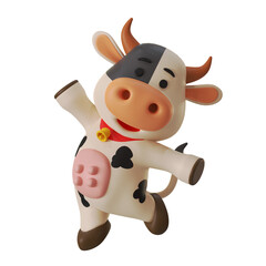 Mascot Cute Cow Dancing Pose