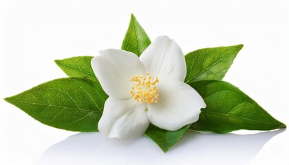 Obraz premium Jasmine on white background isolated. Beautiful flower.